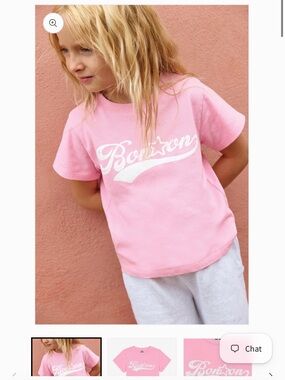 Bonton Pink Tee with White Script Logo
